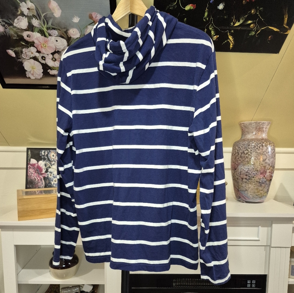 Polo by Ralph Lauren Men's Blue Striped Hooded Shirt 1690/984 - Picture 5 of 5